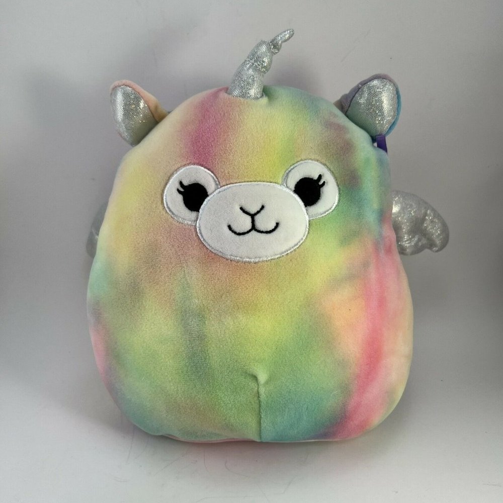 Justice Squishmallow Bo Rainbow Llamacorn Llama Unicorn Tie Dye Stuffed Plush 9”